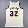 Magic Johnson 84-85 vintage embroidered jersey No.32 basketball suit American breathable sleeveless vest for adults and children 2