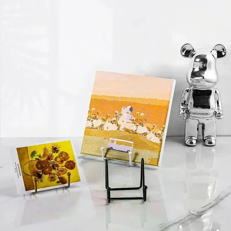 Plate Display Stand Picture Easel Metal Plate Stands Holder Display Pictures Frame Photo Decorative Dish Tabletop Arts 1pc