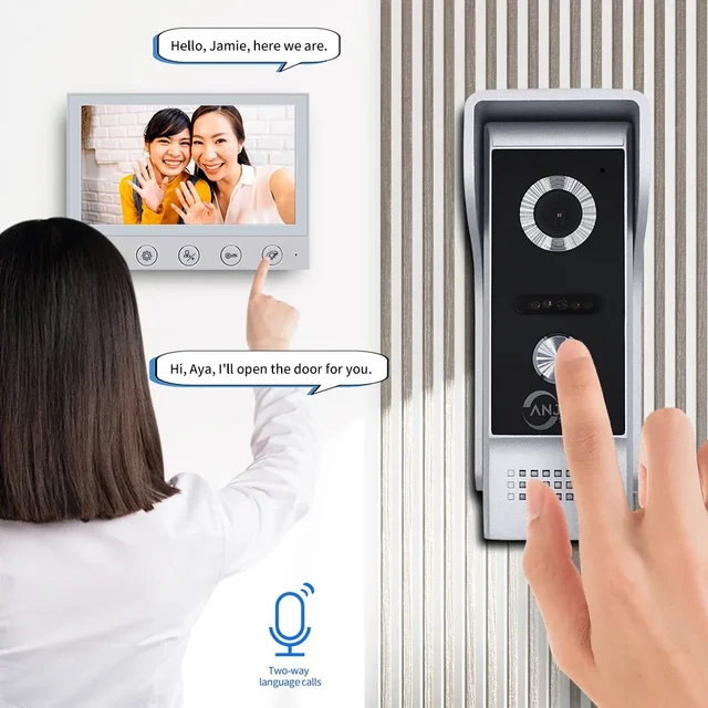 7 Inch Video Intercom for Home System Kit Outdoor Doorbell with Camera Ir Night Vision Waterproof Handsfree Dual-Way Intercom 3