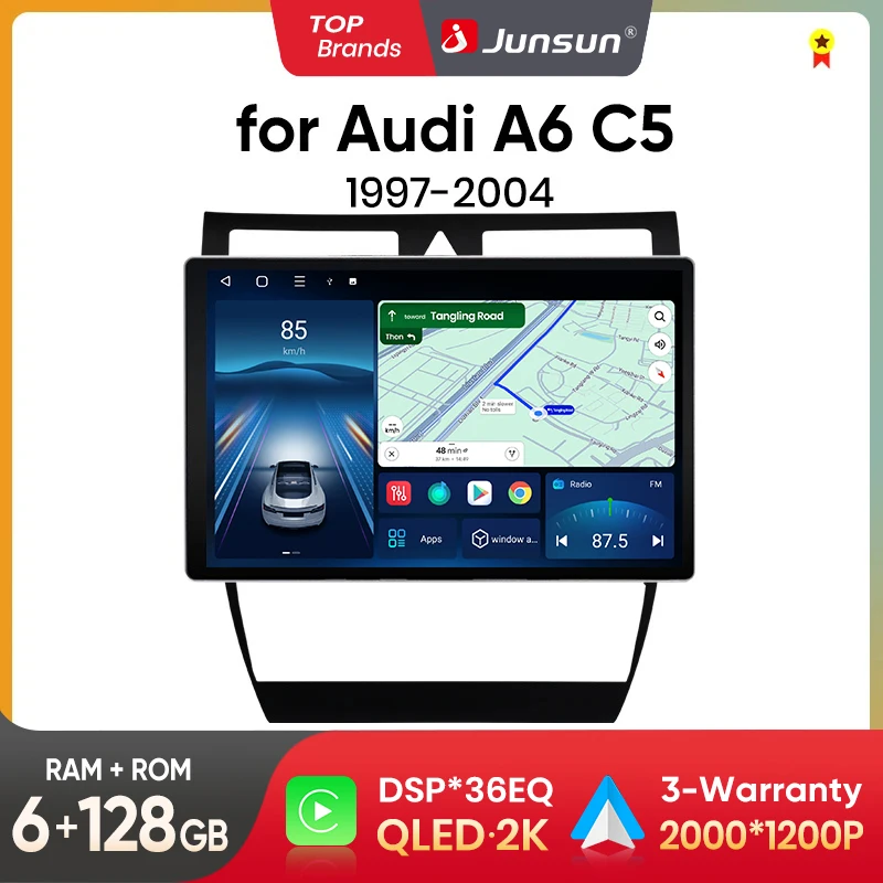 Junsun x7 Serie 11.5 "2k ai Stimme drahtloses Carplay Android Auto Autoradio für Audi A6 C5 2013-2016 S6 RS6 Multimedia Autoradio