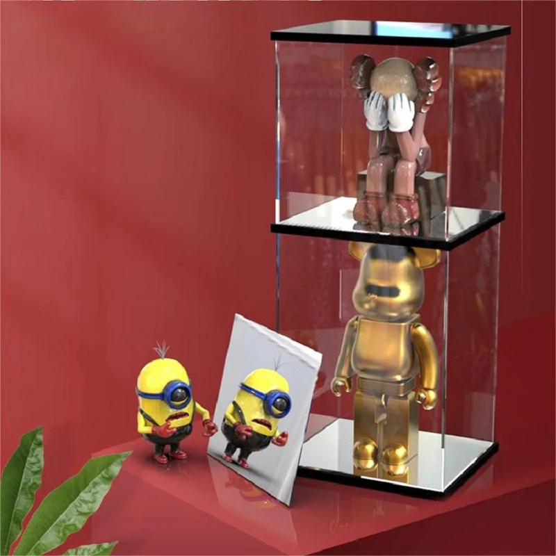 

Clear Acrylic Figure Display Cabinet with Mirror, Stackable Assemble Dustproof Display Box, for Toys, Model Cars, Art Work