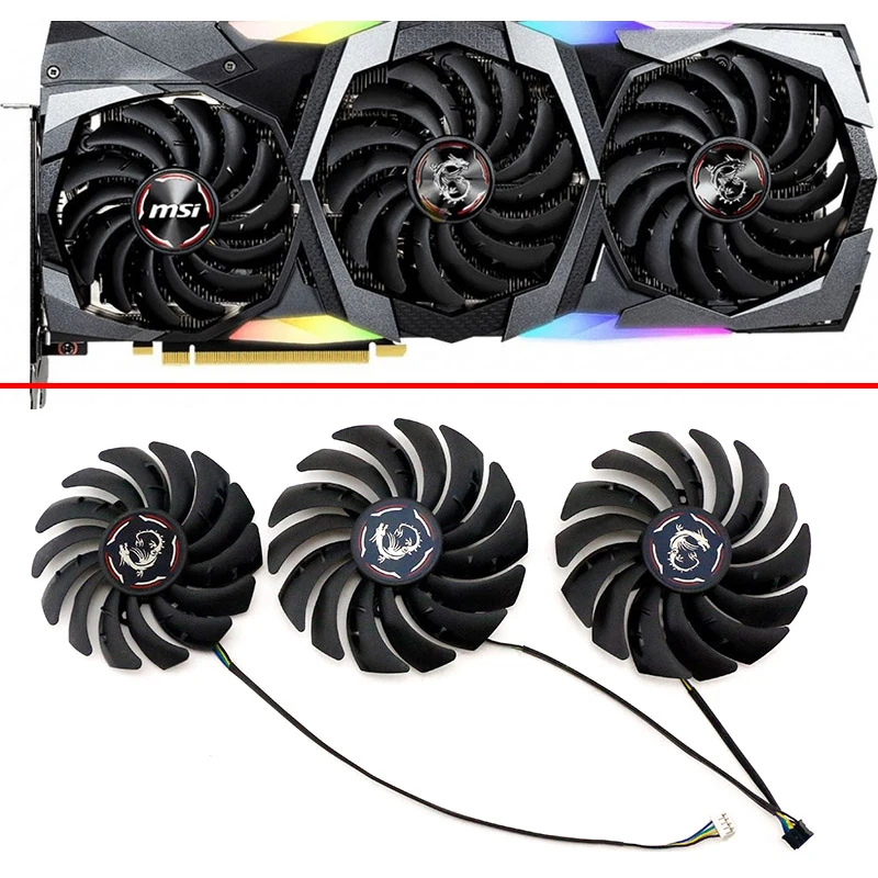 

PLD09210B12HH PLD10010B12HH RTX2080 RTX2080Ti DC12V for MSI RTX 2070 2080 SUPER 2080Ti GAMING X TRIO Graphics Video card fan