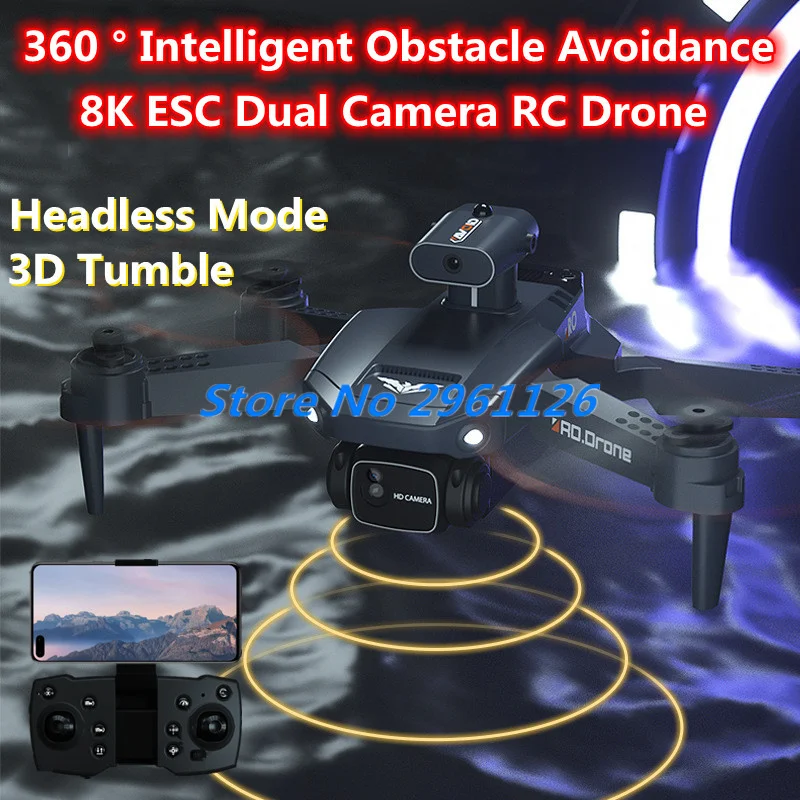 

360° Intelligent Obstacle Avoidance Optical Flow Foldable RC Drone 8K ESC Headless Mode Trajectory Flight WIFI FPV RC Quadcopter