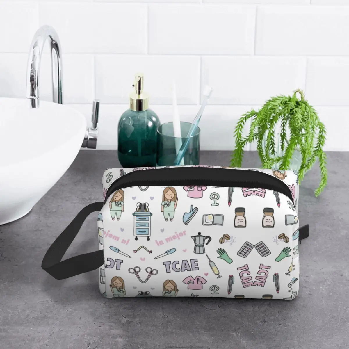 Doctor Nurse Large Cosmetic Bags Enfermera En Apuros Makeup Bag Accessories for Woman Makeup Pouch for Purse Water Resistant 6