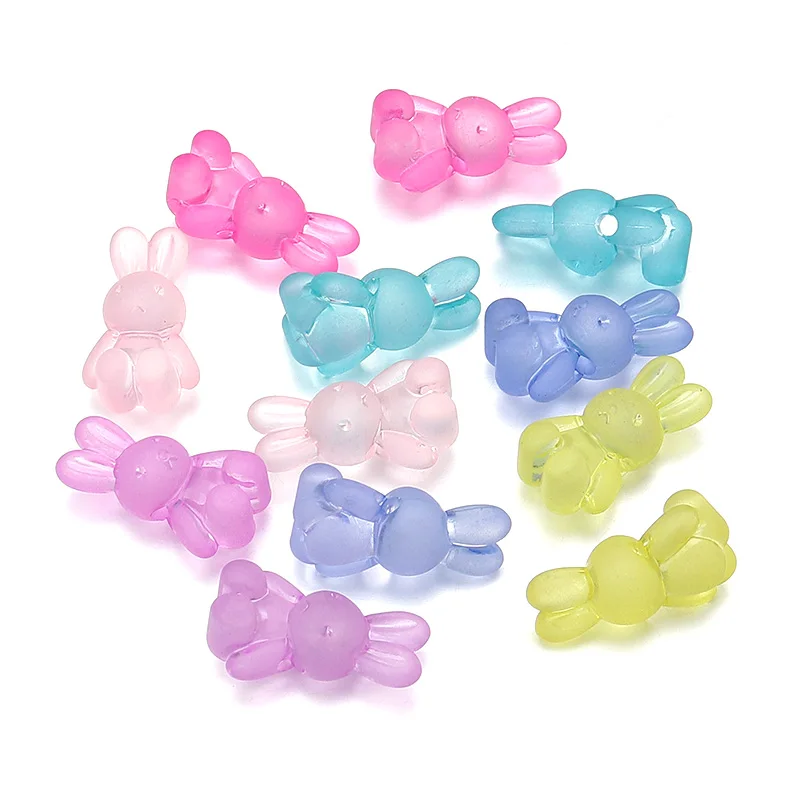 30 teile/los Acryl Cartoon Kaninchen Perlen 24x14mm Bunte Acryl Charms Perlen Lose Spacer Perlen Für DIY Schmuck Machen armband – Detail 8