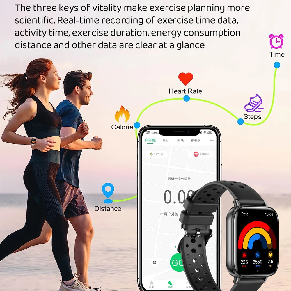 1.83 inch Smart Watch Heart Rate Health Monitoring Sports Bracelet BT Calling For Women Men + Box