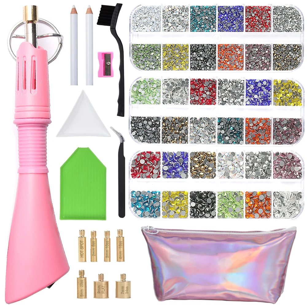 

Hot Sale 7210 Pcs/Set Hot Fix Rhinestones Iron-on Wand Strass Hotfix Applicator/Flatback Crystal Glass Hot Fix Rhinestones New