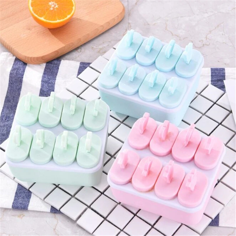 Ice Mold Creative ICE Cream Mold No-toxic Plastic DIY Frozen Popsicles Set Ice Cream Maker Cool Round Square Shape Ice Mould Tool