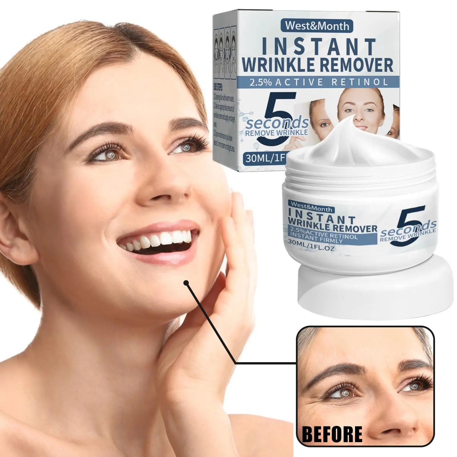 5 Seconds Instant Wrinkle Remover Face Cream Firming Fine Aging Lifting Anti Care Remove Line Skin Cream Facial Moisturizin G0R1