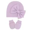 Girl's Baby Hat & Mittens with Bow Custom Baby Shower Newborn Baby Gift Baby Scratch Mittens Newborn Baby Girl Hat with Name 3