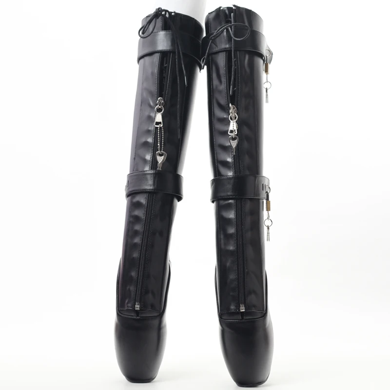 18cm Women High Ballet Boots Men Cosplay Pole Dance Shoes Fetish Lockable Botas