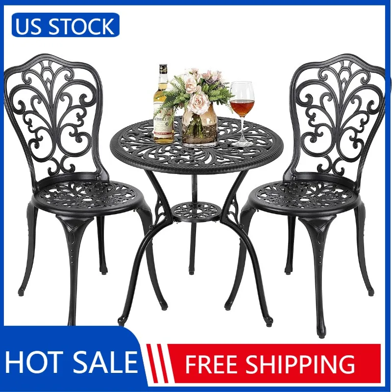 

Nuu Garden 3 Piece Outdoor Bistro Table Set, All Weather Cast Aluminum Patio Bistro Sets Patio Table and Chairs Set of 2