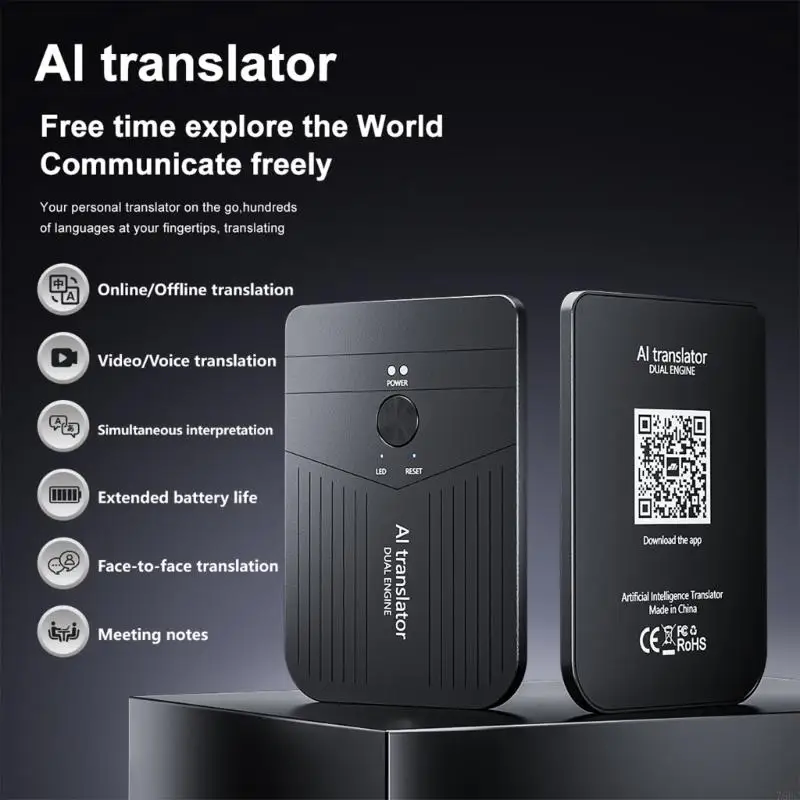 빠른 속도의 AI 번역기 장치 0.5초 지연 98% 정확도 즉시 비즈니스 및 여행용 자막 제공