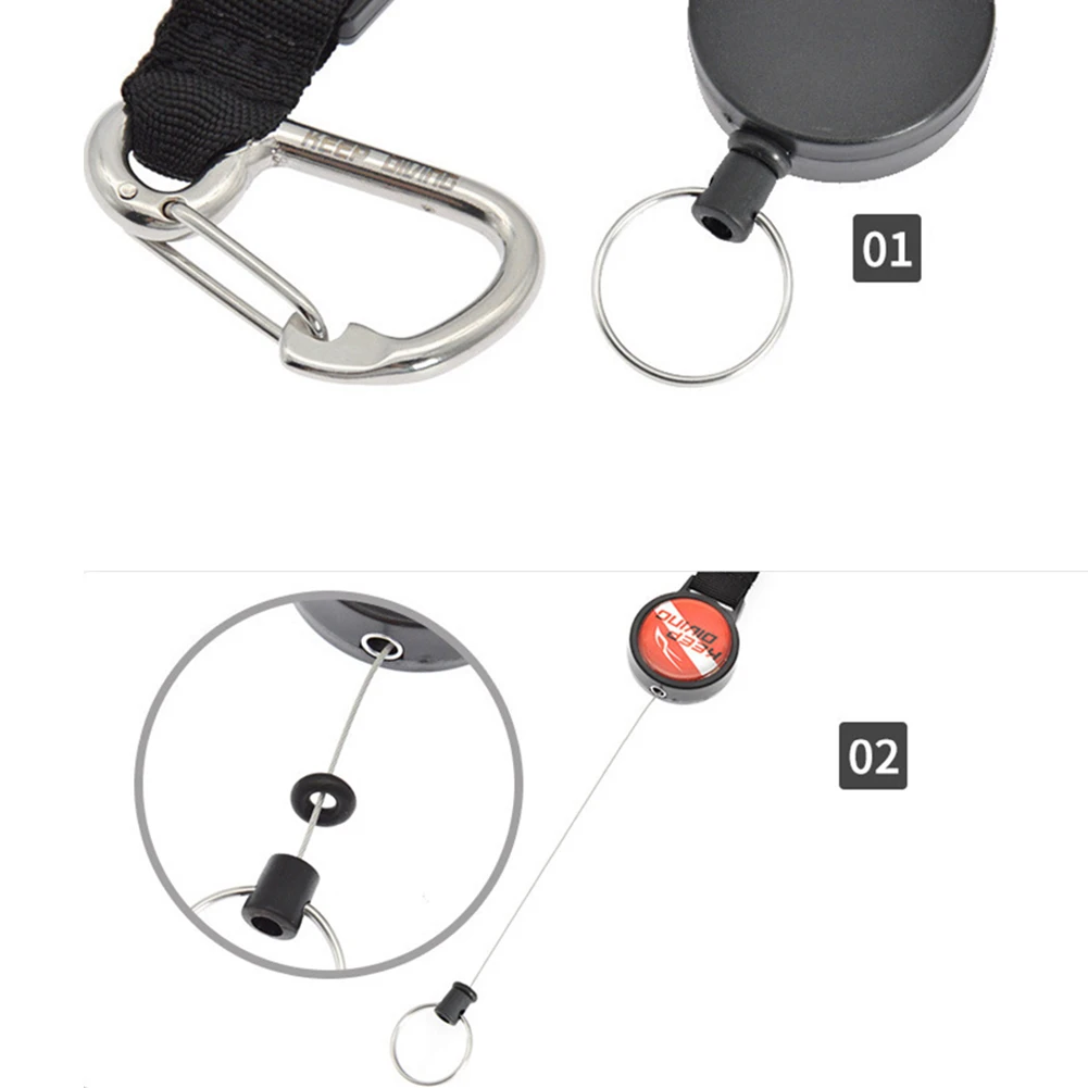 1Pc Diving Retractable Lanyard Dive Retractor Diving Gear Hook for BCD Hook Anti-lost Rope Key Chain Water Sports Accessories diving lanyard