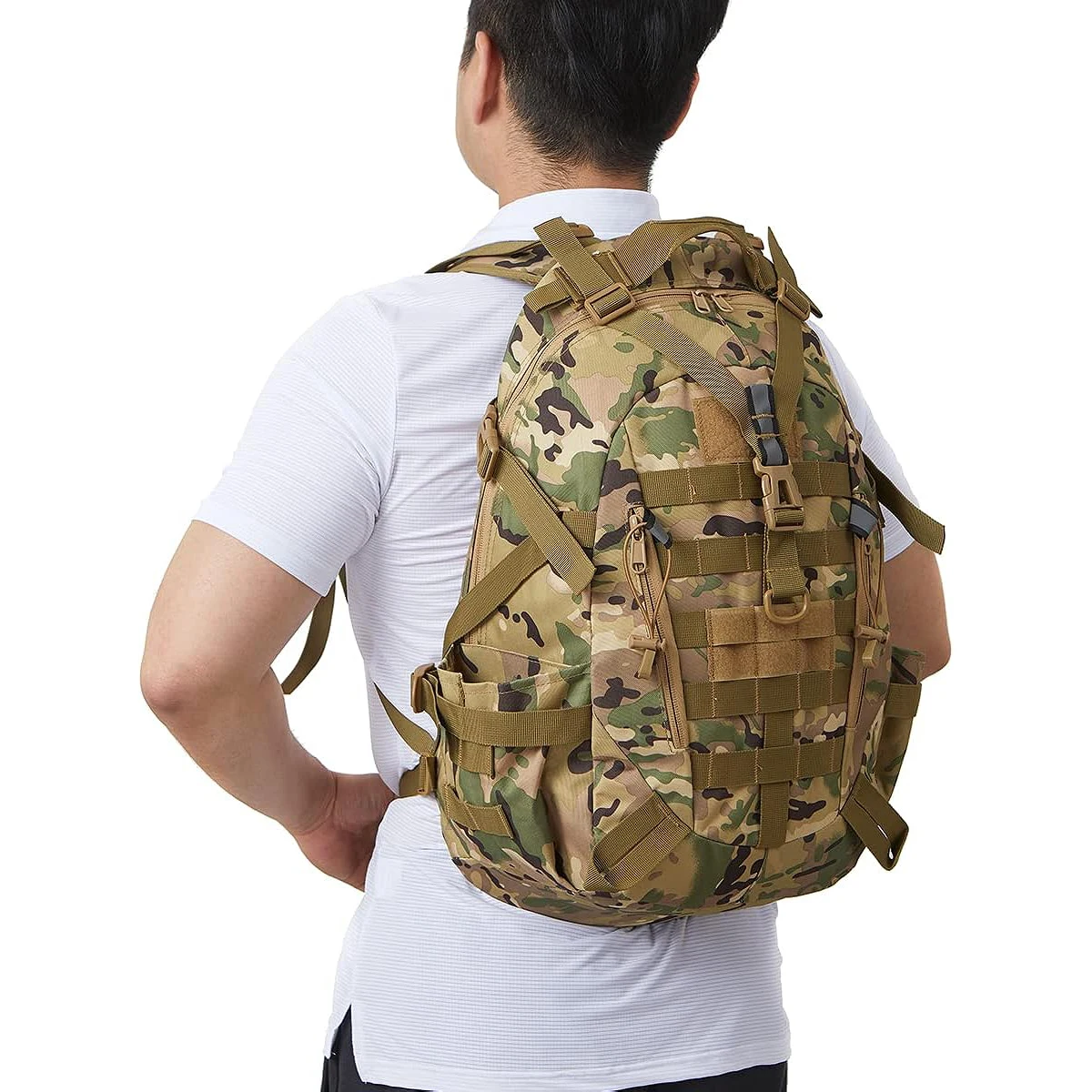QT&QY 40L Tactical Backpack for Men Camping Hiking Backpacks Reflective Outdoor Travel Bags Survival Molle Climbing Rucksack Bag 6