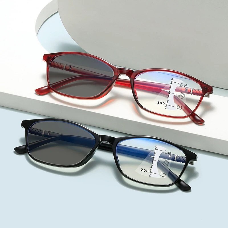 Women Men Retro Photochromic Multifocal Glasses Color Changing Near Far Reading Glasses Unisex Presbyopia Eyewear Sunglasses 2