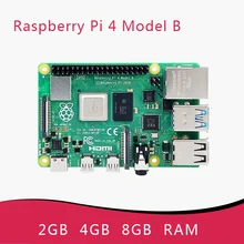 Raspberry Pi 4 modèle B officiel, Kit de planche de développement, 2 go 4 go 8 go plus rapide que 3B + (boîtier + ventilateur + dissipateur de chaleur + alimentation + Micro câble)