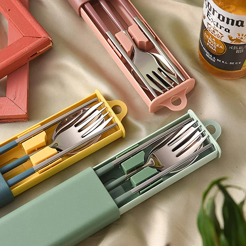  PREMIUM QUALITY Stainless Steel travel utensils Set with case,  Healthy & Eco-Friendly 3pc Full Size Fork, Spoon, Portable, reusable  utensils with case : Health & Household