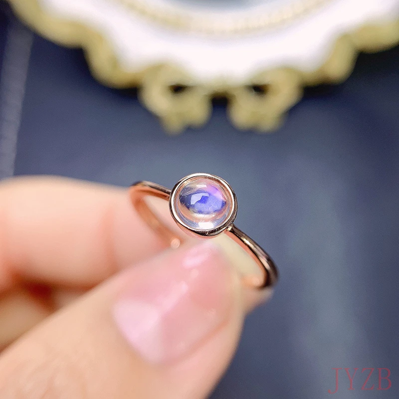 

925 silver natural moonstone ring simple niche exquisite high sense of ring female niche design fashion personality