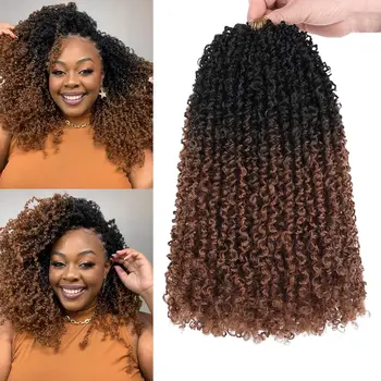 7 Packs Pre-looped Yanky Twist Crochet Braids Hair Synthetic Natural Black Pre-twisted Passion Twist Boho Crochet Braid Hair 1