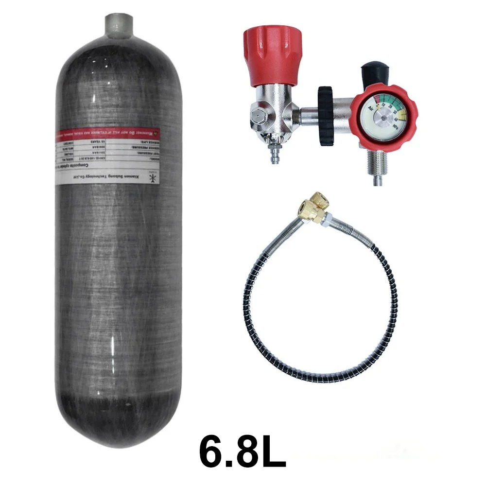 TUXING 300Bar 4500Psi 6.8L Carbon Fiber Cylinder with Valve HPA Tank High Pressure Air Bottle for Diving Scuba Cylinder M18*1.5