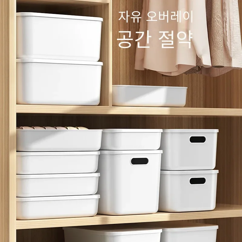 

Stackable Storage Container, Large Organizer, Box With Makeup Snack Clothes Toy Lid,