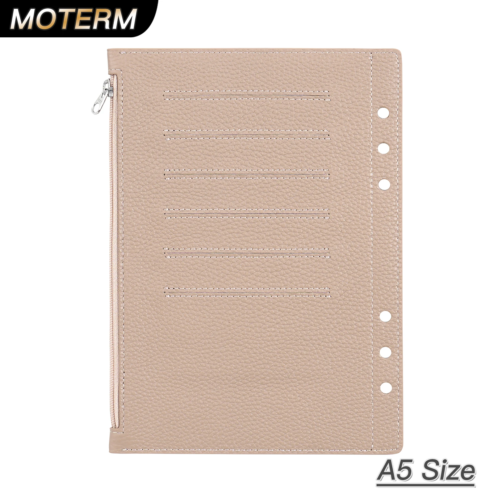 Moterm Zipper Flyleaf for A5 Size Ring Planner Genuine Pebbled Grain ...