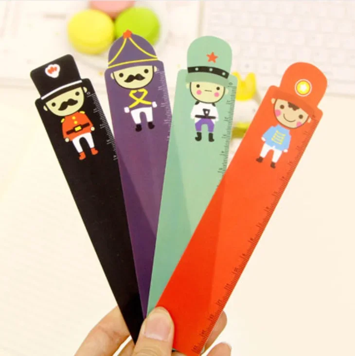Kawaii Cartoon Soldier Doll Ruler Bookmark - 15cm Straight Ruler for School and Office Supplies