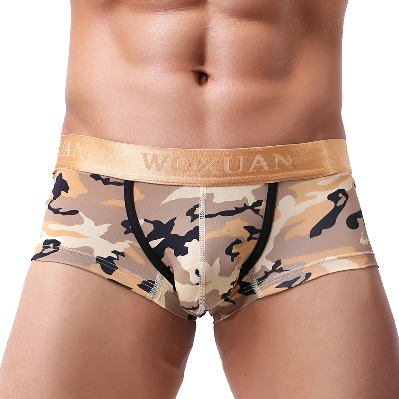 New Brand Male Panties Breathable Boxers Cotton Men Underwear U convex pouch Sexy Underpants Printed leaves Homewear Shorts