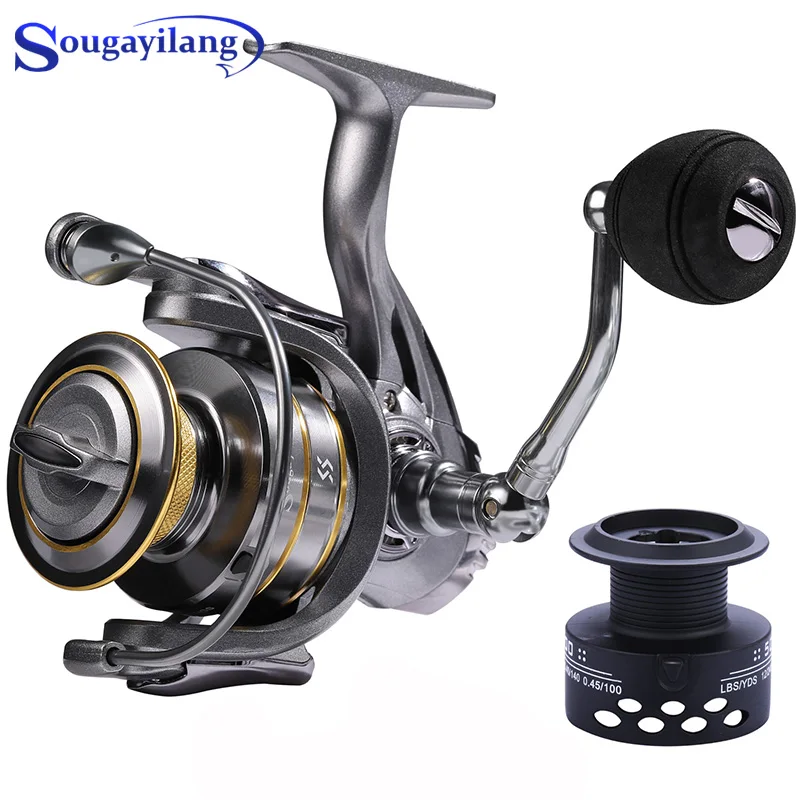 Sougayilang Metal Spinning Fishing Reel 13+1BB Double Spool 5.1:1 5.5:1 Carp 