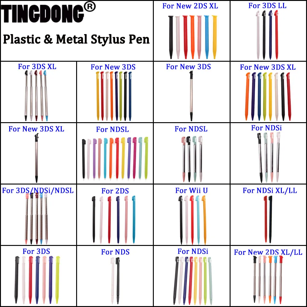 Plastic Stylus Touch Pen For 2DS 3DS XL LL New 2DS XL New 3DS Wii Metal Telescopic Stylus For DS Lite NDS NDSL NDSi