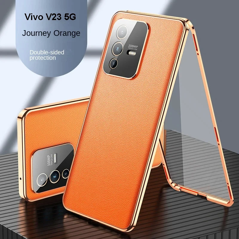 

Vivo V23 VivoV23 5G V2130 чехол 360 полная защита Передняя прозрачная стеклянная искусственная кожа задняя Жесткая Крышка для Vivo V23