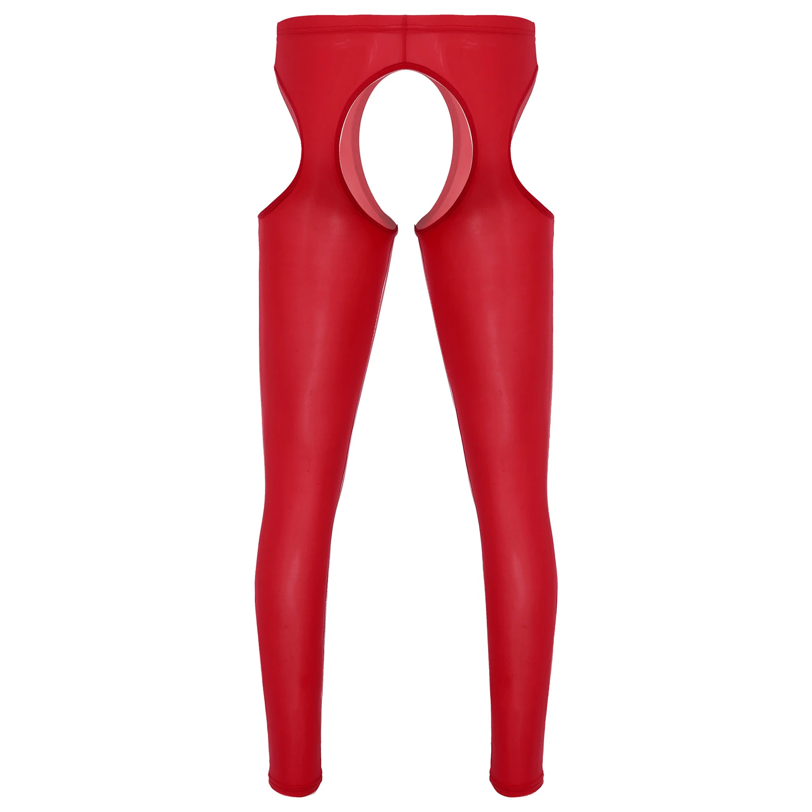 Sexy Mens Lingerie Open Crotch Skinny Pants Underwear Hollow Out Stretchy Crotchless Leggings Glossy Elastic Waistband Nightwear