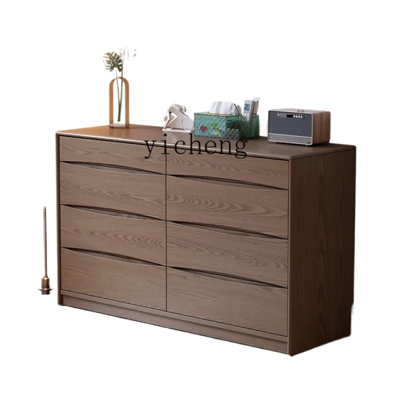 

ZF Solid Wood Chest of Drawers Bedroom Tailstock Storage Simple Modern TV Eight Spares Cabinet