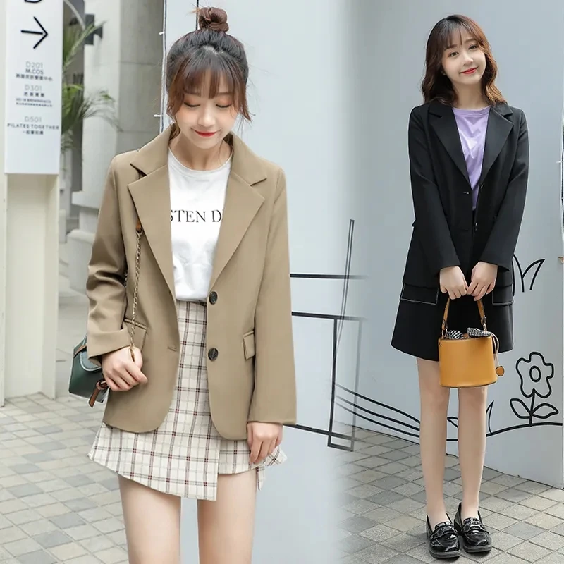 

2022 Fashion Chic Small Suit Coat Women's Korean Casual Loose Blazers Spring Autumn New Wild Blazer Jacket Ladies Simple Outwear