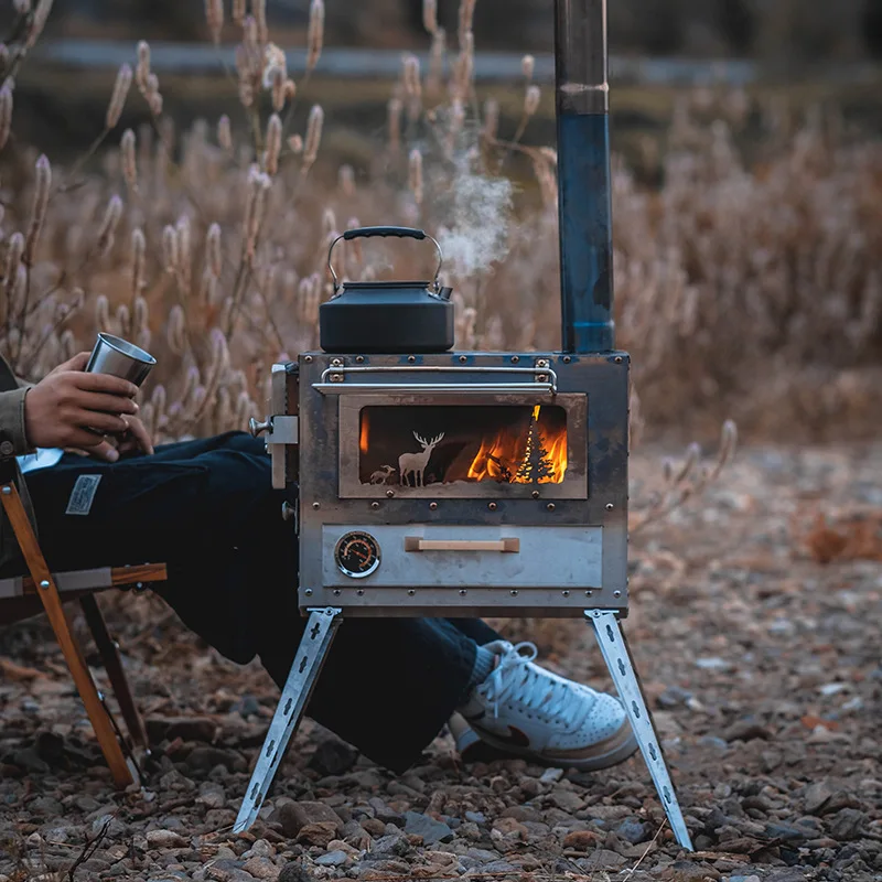 Poêle à bois Nurgaz avec tuyau de poêle - Poêle de tente - Poêle à bois  portable 