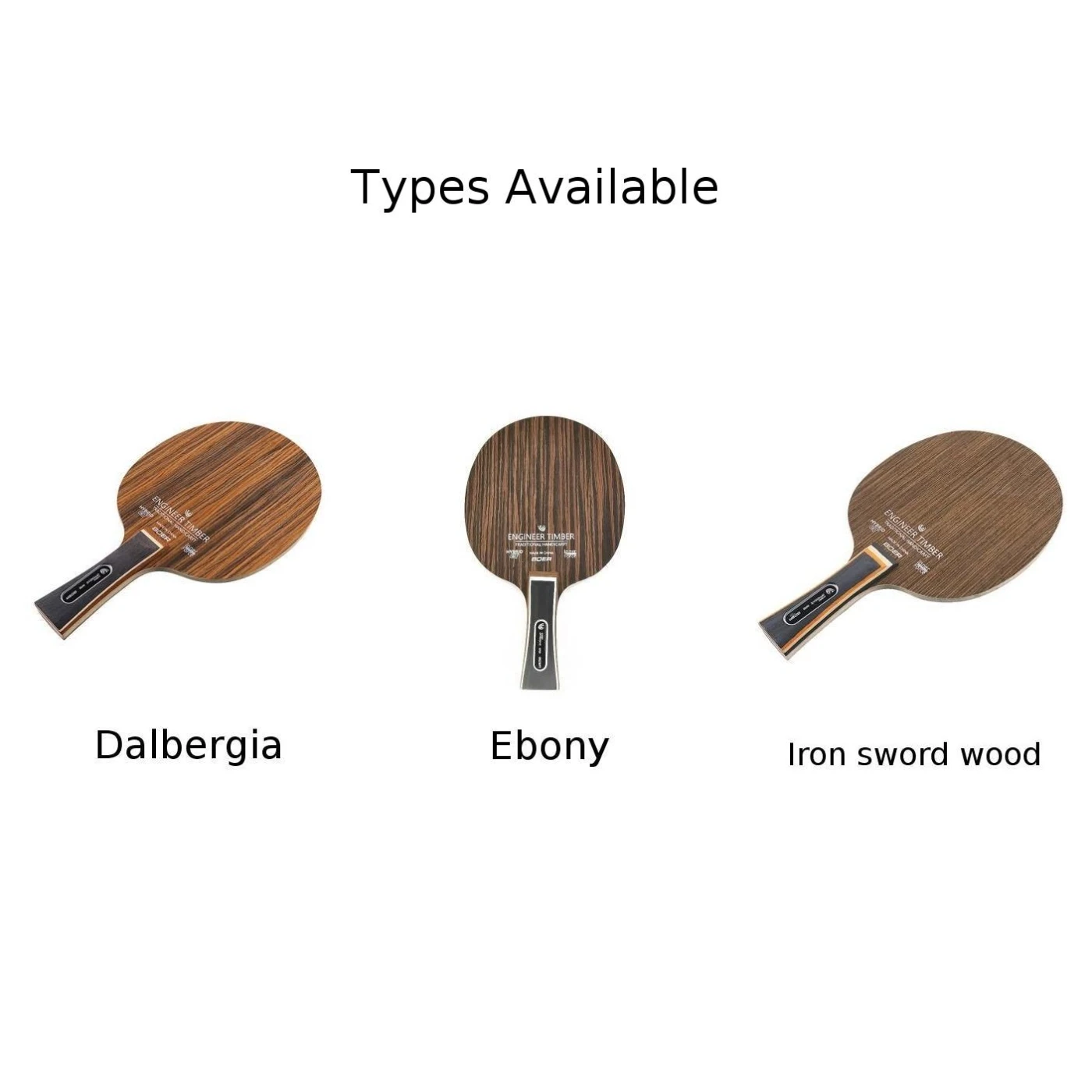 Premium Ebony Dalbergia Table Tennis Blade - 5-Ply 6.2mm Paddle with Long Handles