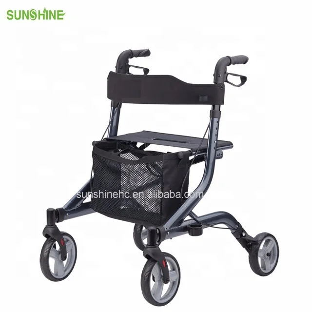 RO534 Light Weight Medical Walker Aluminum Cross Frame Rollator With Seat For Elderly People Rollator