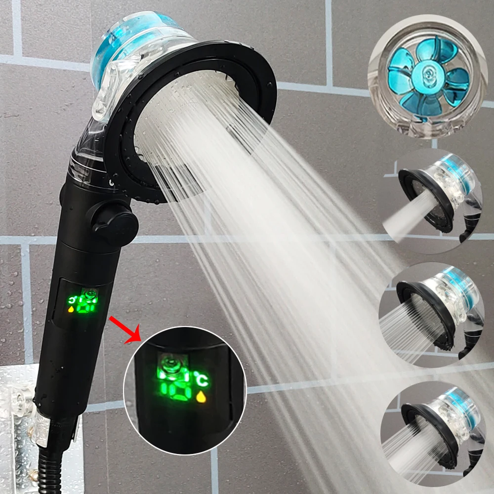 

Digital Temperature Display High Pressure Shower Head 3 Modes Large Flow Showerhead Massage Rainfall Shower Bathroom Accessories