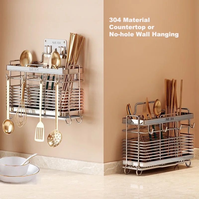 Kitchen Utensil Organizer Kitchen Organizer 304 Chopstick Cage Knife Spoon Cylinder Shelf Accessories kitchen storage rack kitchen cutlery organizer