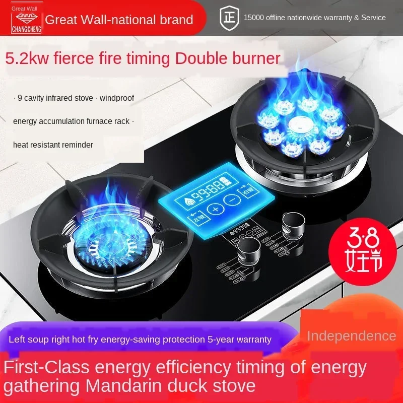 Great Wall Nine-Burner Gas Stove Double-Burner Household Built-in Natural Gas Stove Hearth Liquefied Table