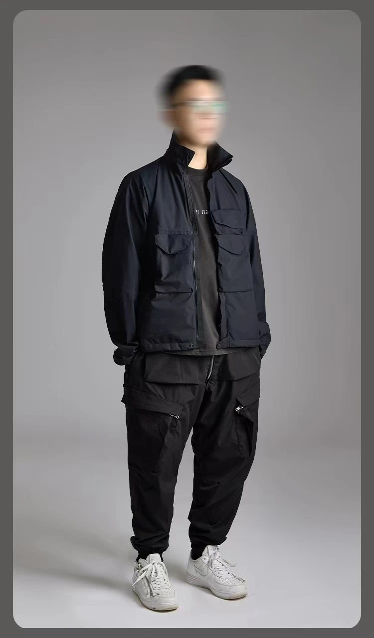 Atzen Front pockets storm jacket gt 2L material convertible frontapron detachable hat-hood techwear