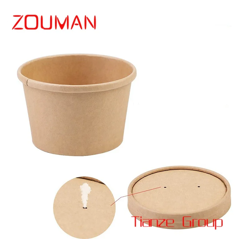 

Custom , Biodegradable Fast Food Packaging Take Away Container Paper Soup Cup/ Paper Noodle Cup With Lid