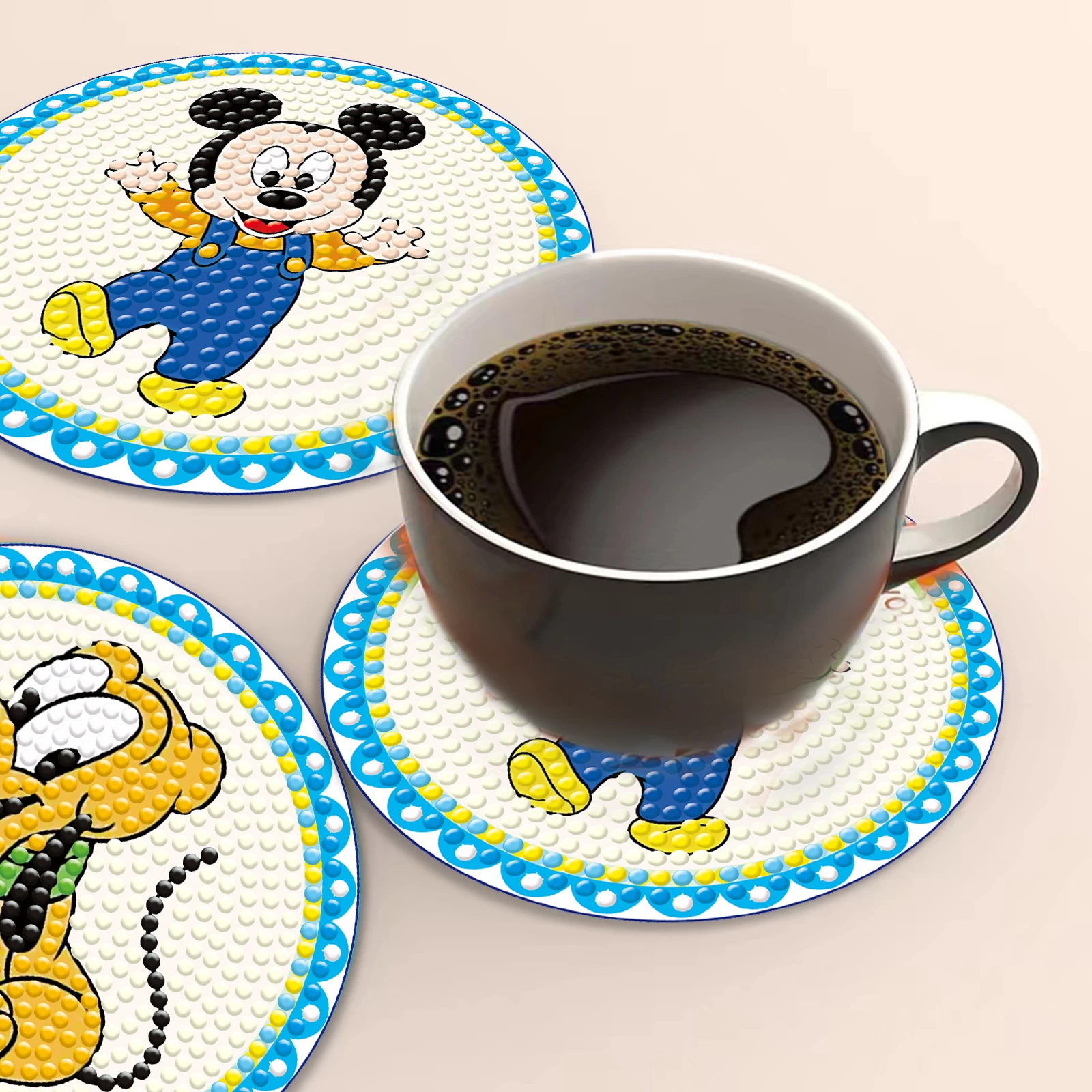 Mickey Mouse Punch Needle Coaster Rug Coaster Drink 