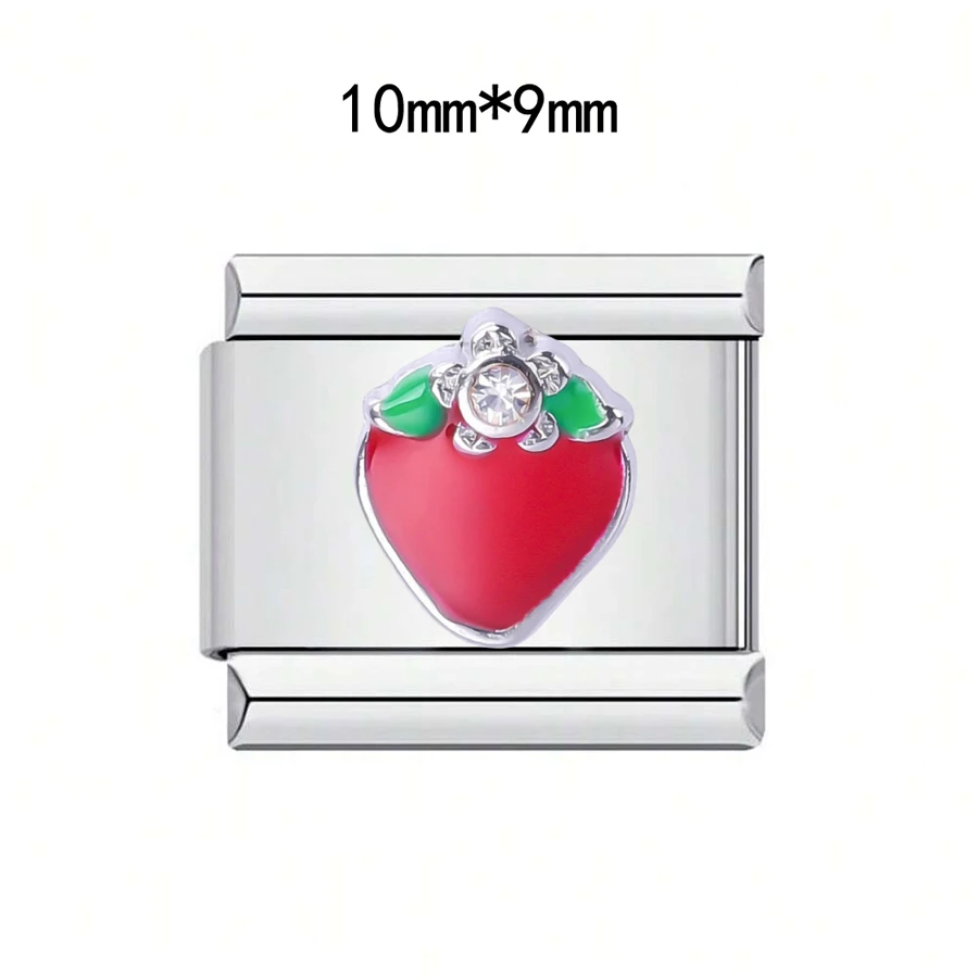 1PC DIY Edelstahl Italienische Charm Links Serie Fit 9mm Armbänder Frauen Männer Schmuck Machen Zubehör Obst Kirsche ananas – Detail 19