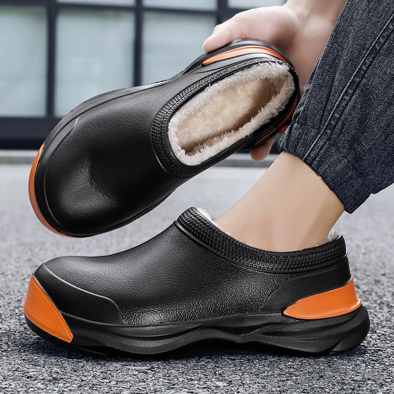 2024 NEW Winter Mens Casual Cotton Shoes Waterproof Warm EVA Slip On Shoes Anti-skid Wear-resistant Outdoor Garden Shoes for Men 4