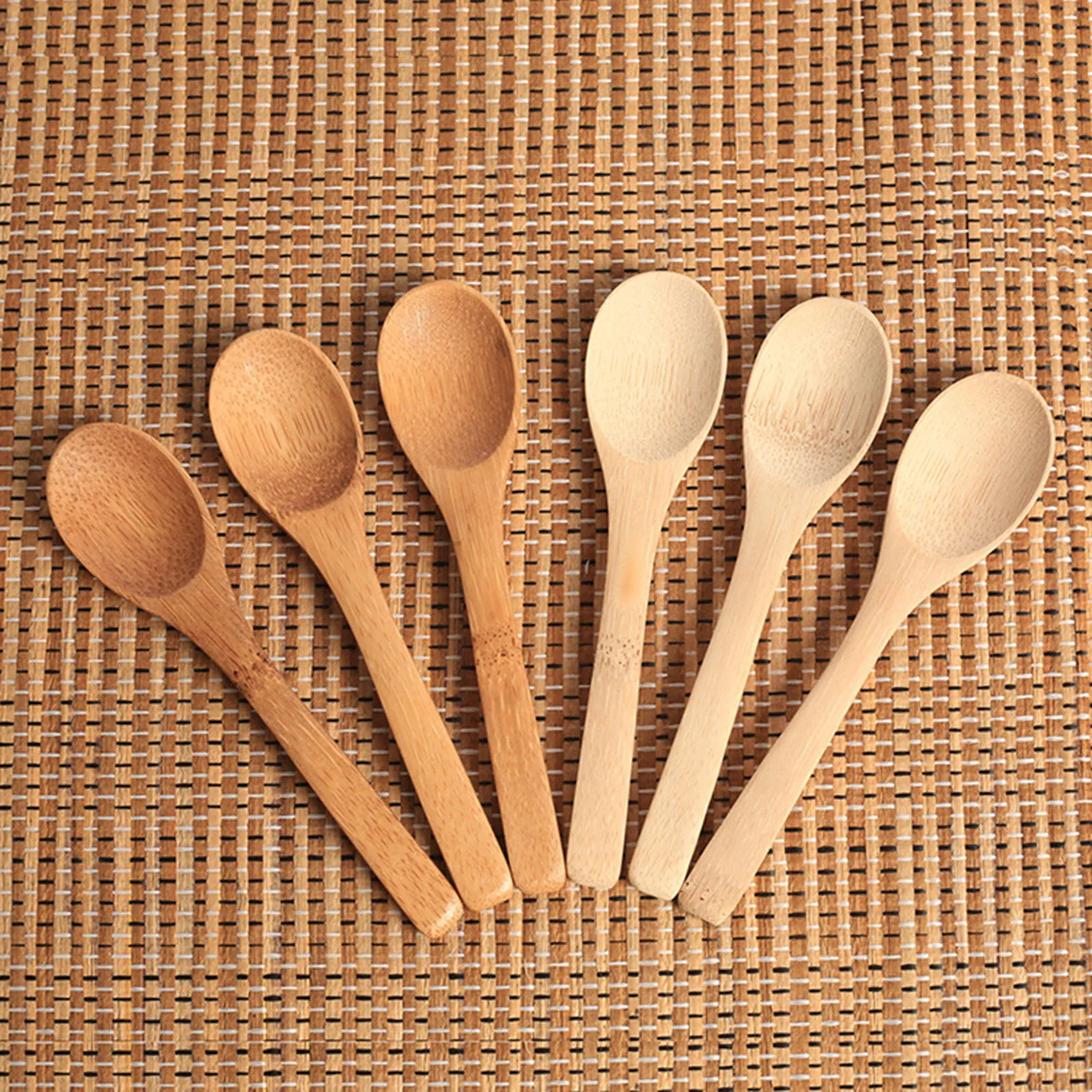 Small Bamboo Wooden Spoons Tiny Ellipse Serving Wood Spoons for Seasoning Oil Coffee Tea Sugar