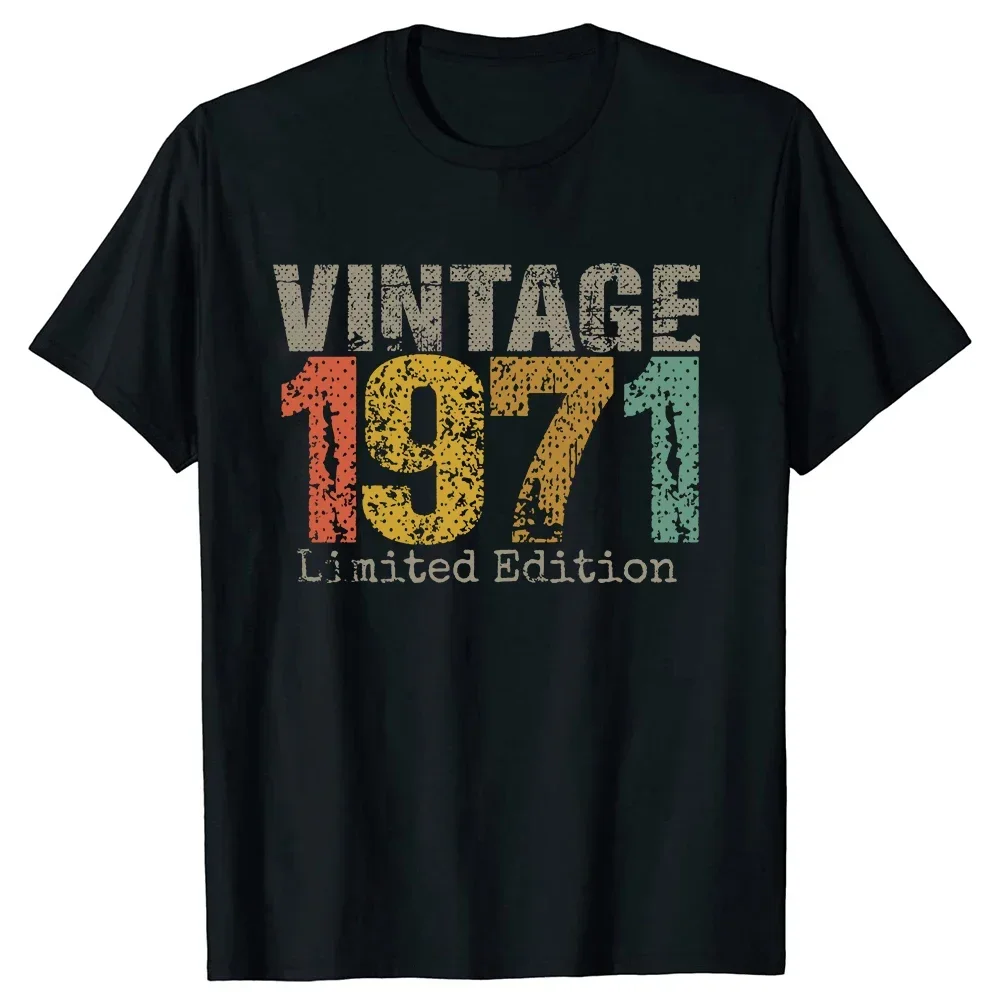 Herren-T-Shirts, Geschenke zum 55. Geburtstag, Vintage 1971, limitierte Auflage, 54. Geburtstag, lustige Baumwoll-T-Shirts, kurzärmelige T-Shirts, Kleidung mit O-Ausschnitt