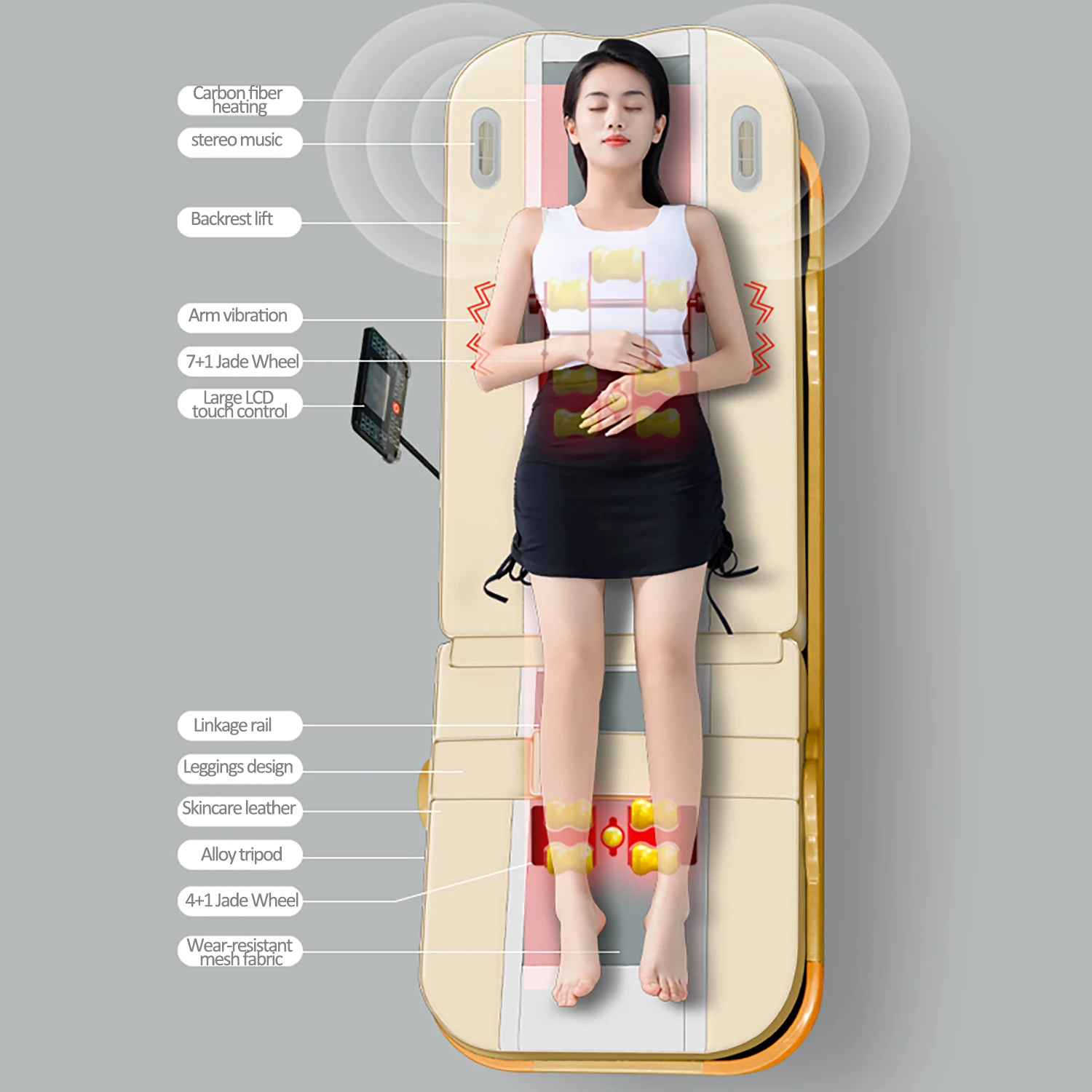 Massage Bed Hot Heated Portable Korea Cheap Nuga Best LCD Automatic Electric Rolling Thermal Jade Stone Massage Bed Sofa Chair 3