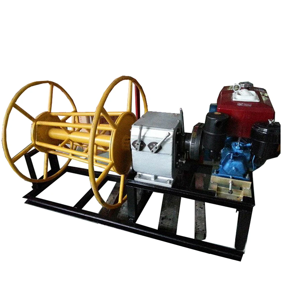 

5 Ton Diesel Wood Cable Drum 10t Diesel Gasoline Winch Cable Reel Organizer For Old Cable Sale